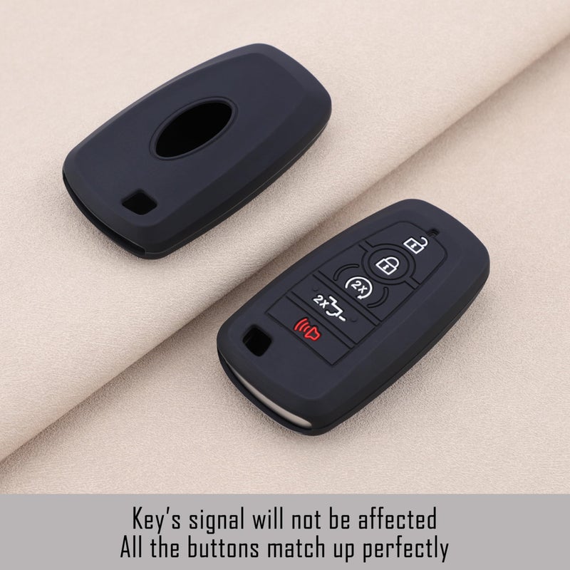 TANDRIVE Key Fob Cover for 2025 2024-2017 Ford F150 F250 F350 F450 F550 F650 F750, 5 Button, Silicone, 2-Pack, Black - Image 4